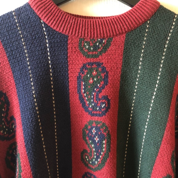 Vintage Men’s Colours By Alexander Julian Paisley Grandpa Sweater NWT Large - Picture 5 of 13